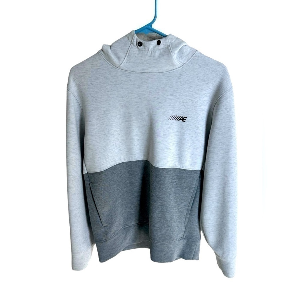 American Eagle Men’s Sweatshirt Hoodie Grey Two Tone Activewear